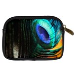 Green And Blue Peacock Feather Digital Camera Leather Case Back