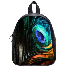 Green And Blue Peacock Feather School Bag (small) by Pakrebo