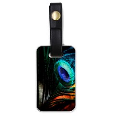 Green And Blue Peacock Feather Luggage Tag (one Side) by Pakrebo