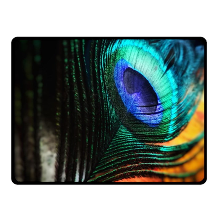 Green And Blue Peacock Feather Double Sided Fleece Blanket (Small) 