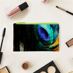 Green And Blue Peacock Feather Cosmetic Bag (xs) by Pakrebo