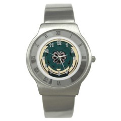 Green And White Pattern Stainless Steel Watch by Pakrebo