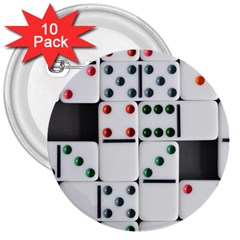 Dominos Dots Fun 3  Buttons (10 Pack)  by Pakrebo