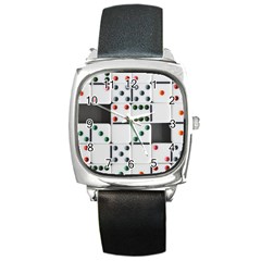 Dominos Dots Fun Square Metal Watch by Pakrebo