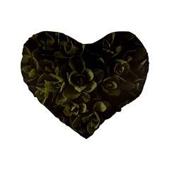 Green Leafy Plant Standard 16  Premium Flano Heart Shape Cushions by Pakrebo