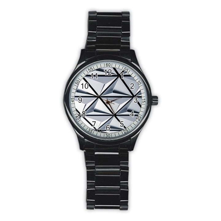 White Architectural Structure Stainless Steel Round Watch