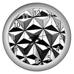 Black And White Diamond Shape Wallpaper Wall Clock (silver) by Pakrebo