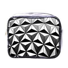 Black And White Diamond Shape Wallpaper Mini Toiletries Bag (one Side) by Pakrebo