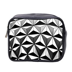 Black And White Diamond Shape Wallpaper Mini Toiletries Bag (two Sides) by Pakrebo