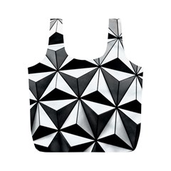 Black And White Diamond Shape Wallpaper Full Print Recycle Bag (m) by Pakrebo