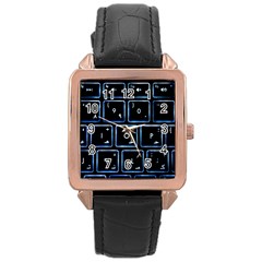 Contemporary Electronics Graphic Modern Rose Gold Leather Watch 