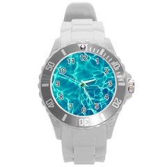 Blue Water Wallpaper Round Plastic Sport Watch (l) by Pakrebo