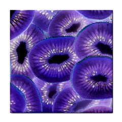 Sliced Kiwi Fruits Purple Tile Coasters