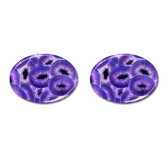 Sliced Kiwi Fruits Purple Cufflinks (oval) by Pakrebo