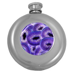 Sliced Kiwi Fruits Purple Round Hip Flask (5 Oz) by Pakrebo