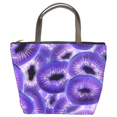 Sliced Kiwi Fruits Purple Bucket Bag by Pakrebo