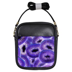 Sliced Kiwi Fruits Purple Girls Sling Bag by Pakrebo