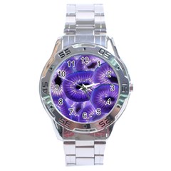 Sliced Kiwi Fruits Purple Stainless Steel Analogue Watch by Pakrebo