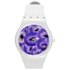 Sliced Kiwi Fruits Purple Round Plastic Sport Watch (m) by Pakrebo