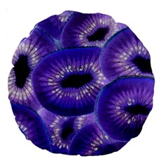 Sliced Kiwi Fruits Purple Large 18  Premium Round Cushions by Pakrebo