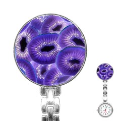 Sliced Kiwi Fruits Purple Stainless Steel Nurses Watch by Pakrebo