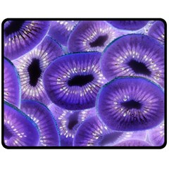 Sliced Kiwi Fruits Purple Double Sided Fleece Blanket (medium)  by Pakrebo