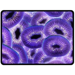 Sliced Kiwi Fruits Purple Double Sided Fleece Blanket (large)  by Pakrebo