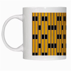 Yellow And Black Pattern White Mugs by Pakrebo