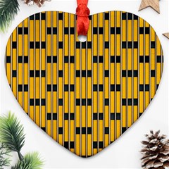 Yellow And Black Pattern Heart Ornament (two Sides)