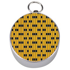 Yellow And Black Pattern Silver Compasses by Pakrebo