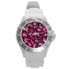 Art Artistic Design Pattern Round Plastic Sport Watch (L)