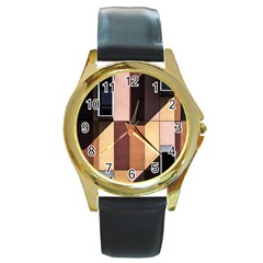 Architectural Design Architecture Building Colors Round Gold Metal Watch by Pakrebo