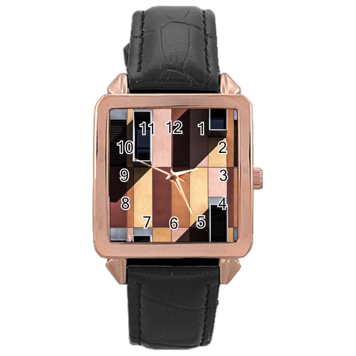 Architectural Design Architecture Building Colors Rose Gold Leather Watch 