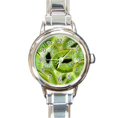 Sliced Kiwi Fruits Green Round Italian Charm Watch by Pakrebo