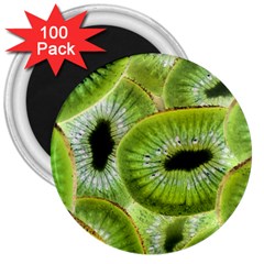 Sliced Kiwi Fruits Green 3  Magnets (100 Pack) by Pakrebo