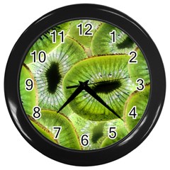 Sliced Kiwi Fruits Green Wall Clock (black) by Pakrebo