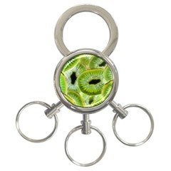 Sliced Kiwi Fruits Green 3-ring Key Chain by Pakrebo