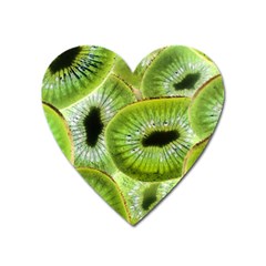 Sliced Kiwi Fruits Green Heart Magnet by Pakrebo