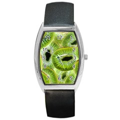 Sliced Kiwi Fruits Green Barrel Style Metal Watch by Pakrebo