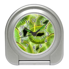 Sliced Kiwi Fruits Green Travel Alarm Clock by Pakrebo