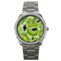 Sliced Kiwi Fruits Green Sport Metal Watch by Pakrebo