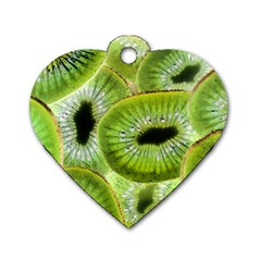 Sliced Kiwi Fruits Green Dog Tag Heart (two Sides) by Pakrebo