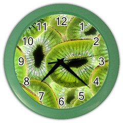 Sliced Kiwi Fruits Green Color Wall Clock by Pakrebo