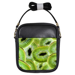 Sliced Kiwi Fruits Green Girls Sling Bag by Pakrebo