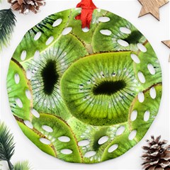 Sliced Kiwi Fruits Green Round Filigree Ornament (two Sides) by Pakrebo