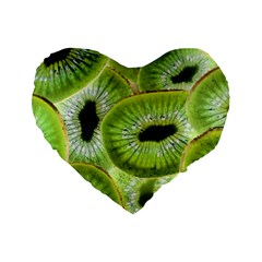 Sliced Kiwi Fruits Green Standard 16  Premium Heart Shape Cushions by Pakrebo