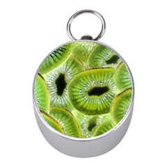 Sliced Kiwi Fruits Green Mini Silver Compasses by Pakrebo