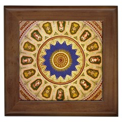 Red And White Angels Printed On Green Red And Purple Round Rug Framed Tiles by Pakrebo