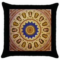 Red And White Angels Printed On Green Red And Purple Round Rug Throw Pillow Case (black) by Pakrebo