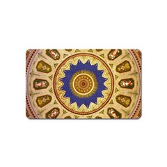 Red And White Angels Printed On Green Red And Purple Round Rug Magnet (name Card) by Pakrebo